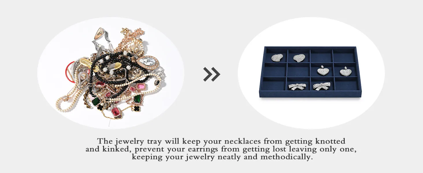 Oirlv Blue Velvet Jewelry Storage Display Set - Organize Necklaces, Earrings, Rings & Bracelets, Elegant & Practical for Jeweler