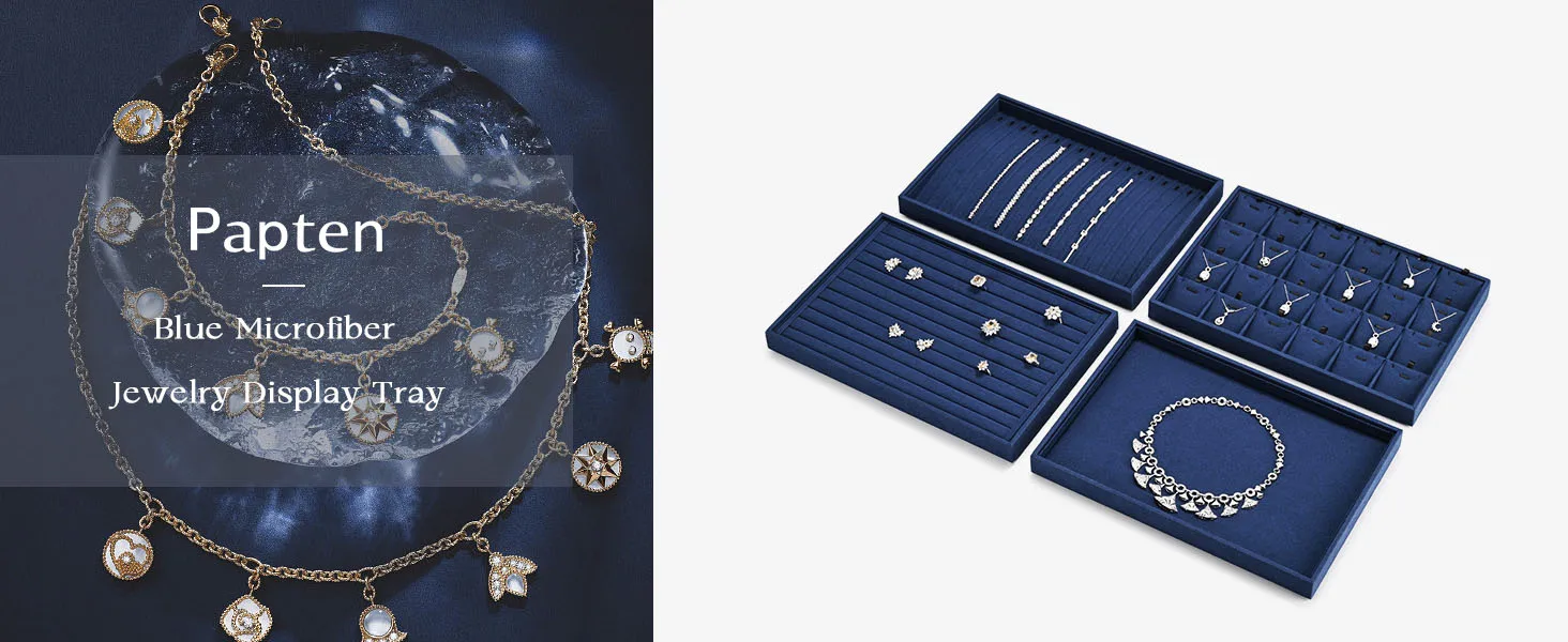 Oirlv Blue Velvet Jewelry Storage Display Set - Organize Necklaces, Earrings, Rings & Bracelets, Elegant & Practical for Jeweler