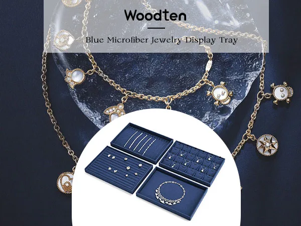 Oirlv Blue Velvet Jewelry Storage Display Set - Organize Necklaces, Earrings, Rings & Bracelets, Elegant & Practical for Jeweler