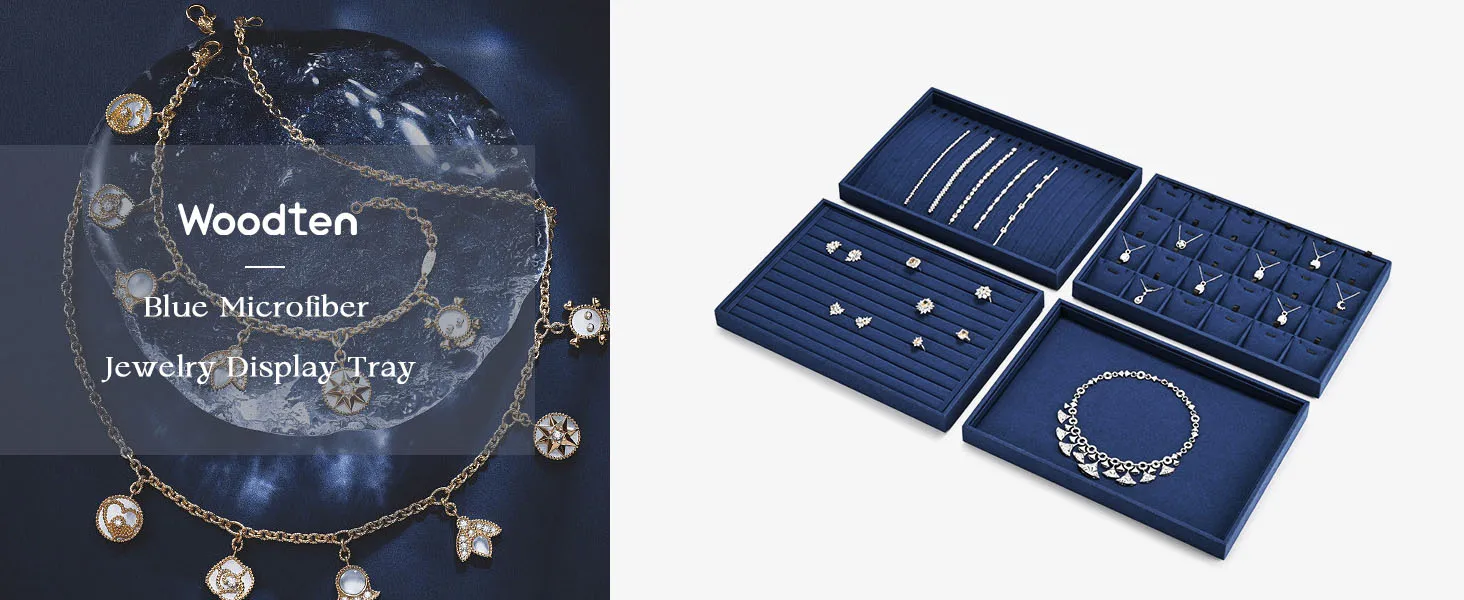 Oirlv Blue Velvet Jewelry Storage Display Set - Organize Necklaces, Earrings, Rings & Bracelets, Elegant & Practical for Jeweler