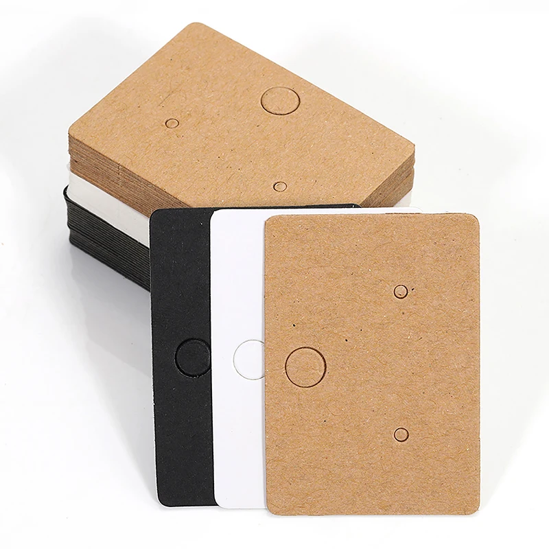 50pcs Round Cardboard Earring Display Cards Blank Kraft Paper Jewelry Hanging Tags For Earring Ear Studs Selling Packaging