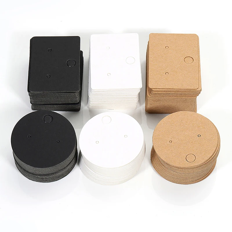 50pcs Round Cardboard Earring Display Cards Blank Kraft Paper Jewelry Hanging Tags For Earring Ear Studs Selling Packaging