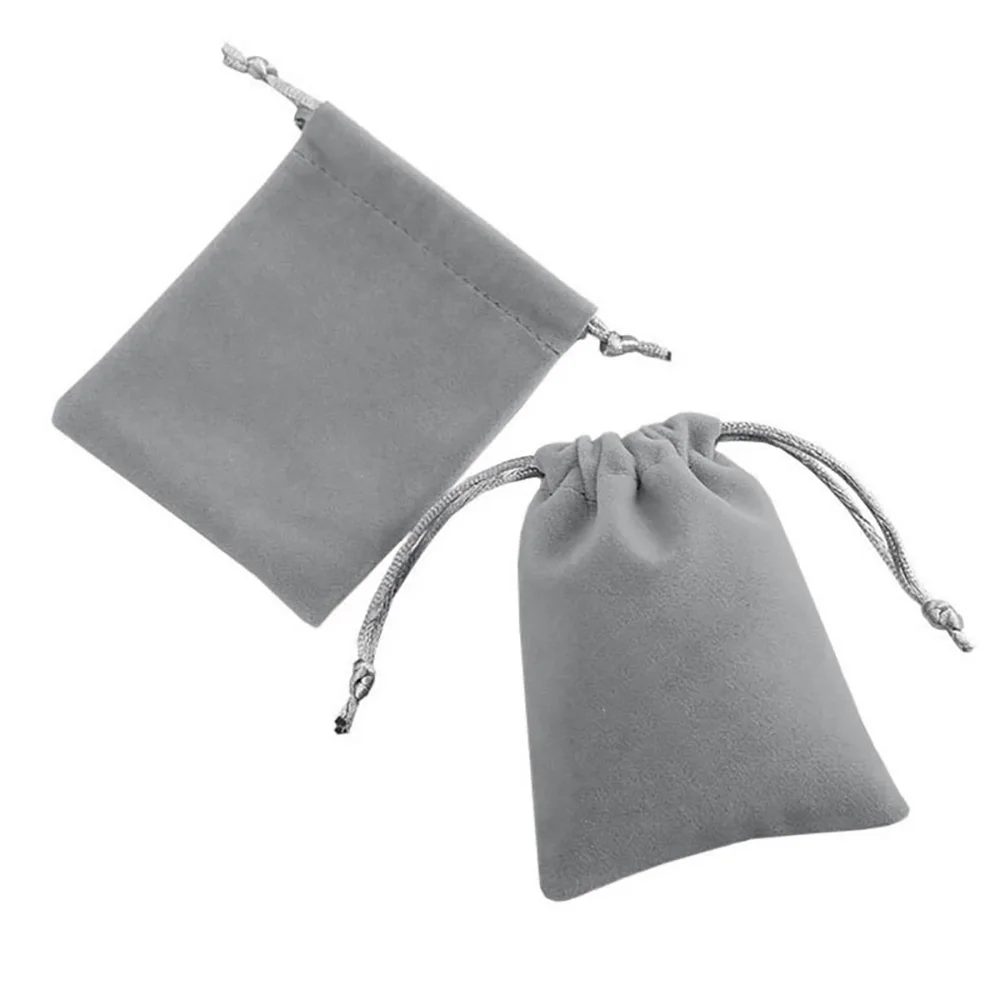10pcs Fashion Storage Packaging Grey Blue Gift Jewelry Pouches Velvet Bag Pulling Drawstring Jewelry Packing Display