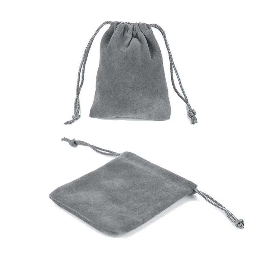 10pcs Fashion Storage Packaging Grey Blue Gift Jewelry Pouches Velvet Bag Pulling Drawstring Jewelry Packing Display
