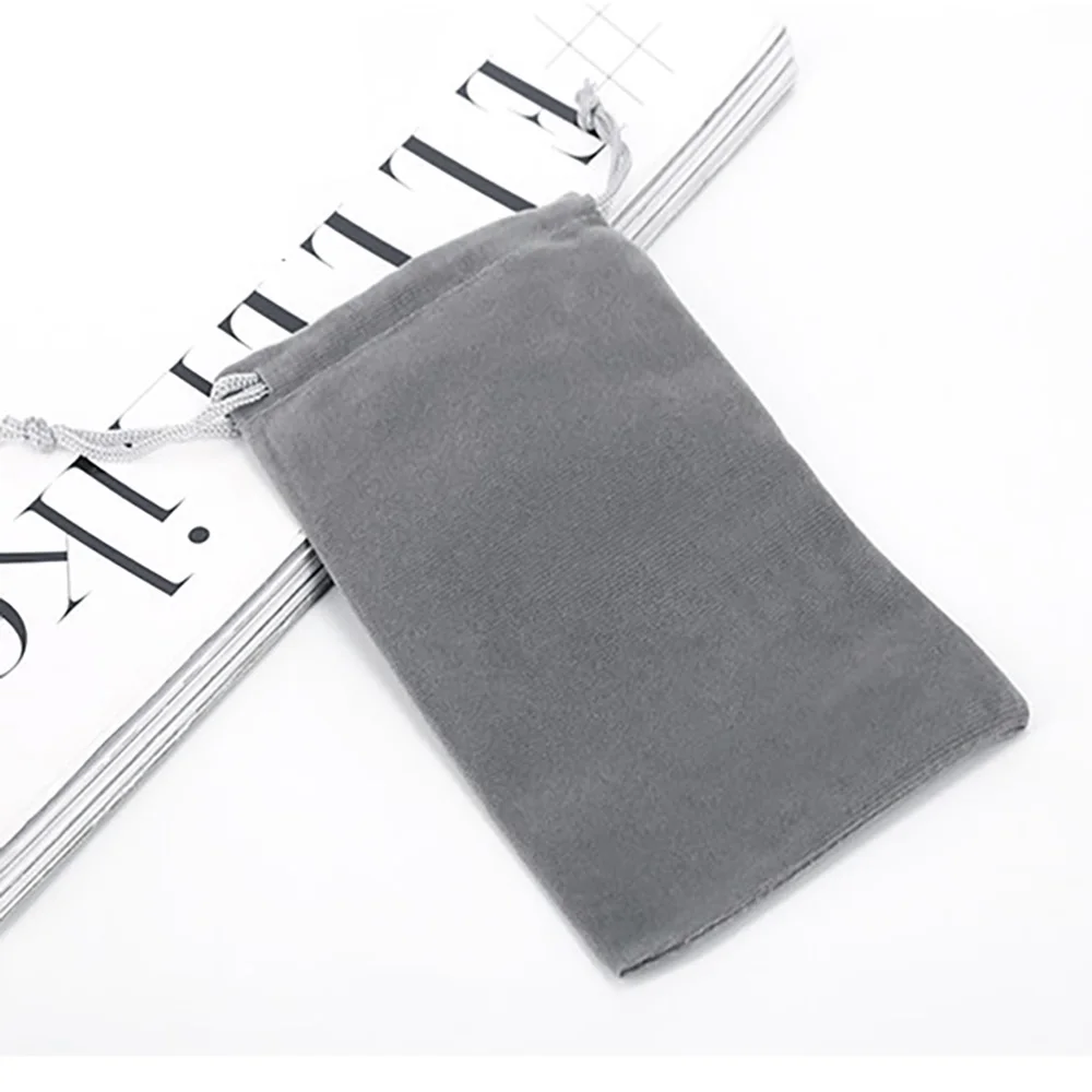 10pcs Fashion Storage Packaging Grey Blue Gift Jewelry Pouches Velvet Bag Pulling Drawstring Jewelry Packing Display