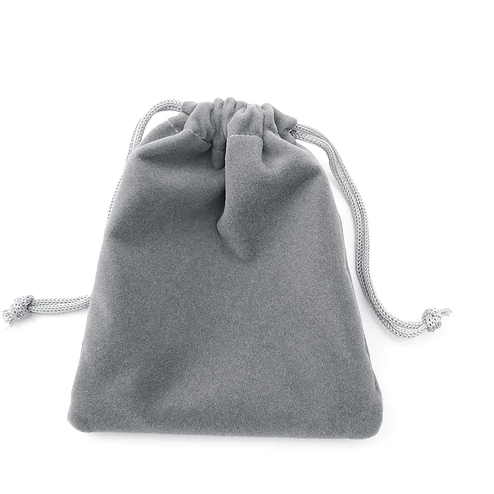10pcs Fashion Storage Packaging Grey Blue Gift Jewelry Pouches Velvet Bag Pulling Drawstring Jewelry Packing Display