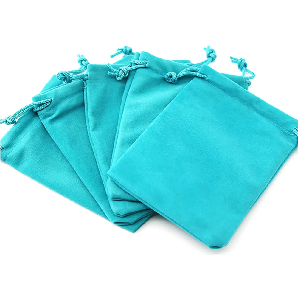 10pcs Fashion Storage Packaging Grey Blue Gift Jewelry Pouches Velvet Bag Pulling Drawstring Jewelry Packing Display