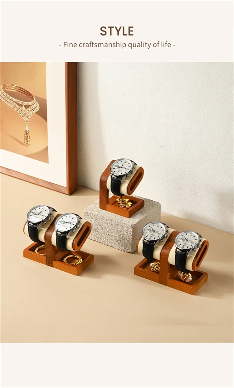 WoodTen Watch Holder Wooden Jewelry Organizer Display Stand For Bracelet Ring Earring Watch Display Solidwood Watch Storage Rack