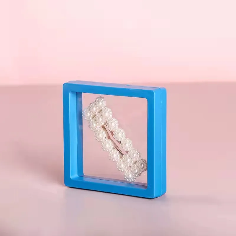 Colorful Travel PE Film Jewelry Storage Box Set Rings Bracelet Coin Gems Organizer 3D Floating Frame Dustproof Exhibition Decor