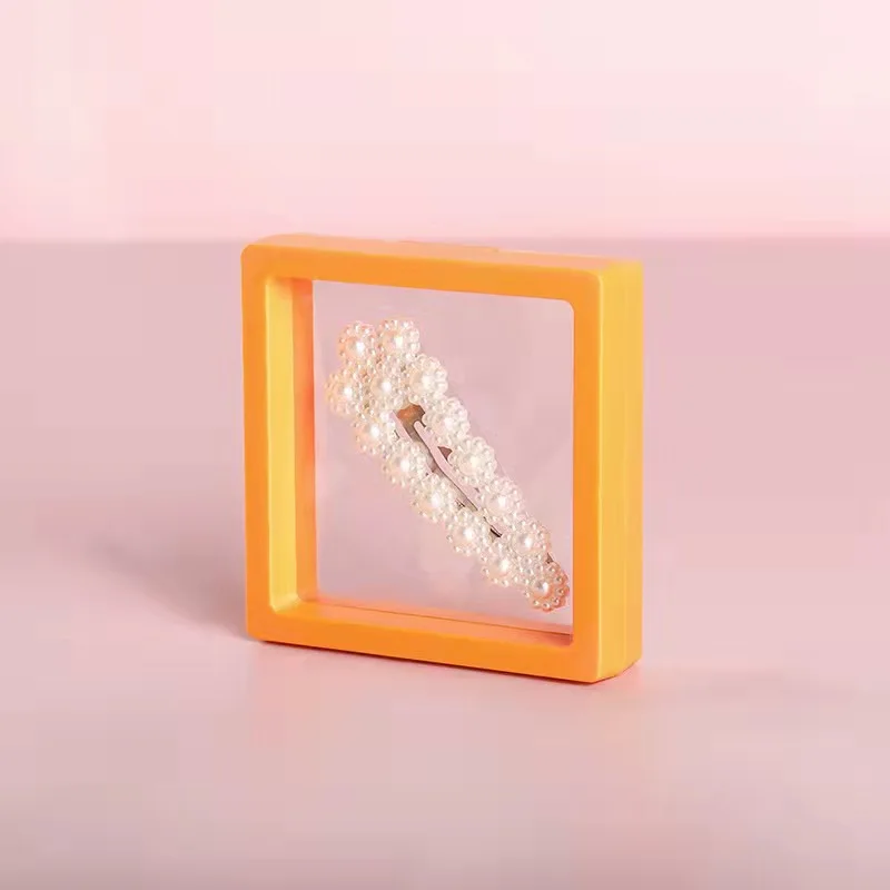 Colorful Travel PE Film Jewelry Storage Box Set Rings Bracelet Coin Gems Organizer 3D Floating Frame Dustproof Exhibition Decor