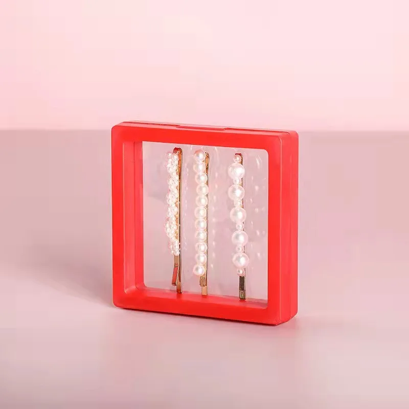 Colorful Travel PE Film Jewelry Storage Box Set Rings Bracelet Coin Gems Organizer 3D Floating Frame Dustproof Exhibition Decor