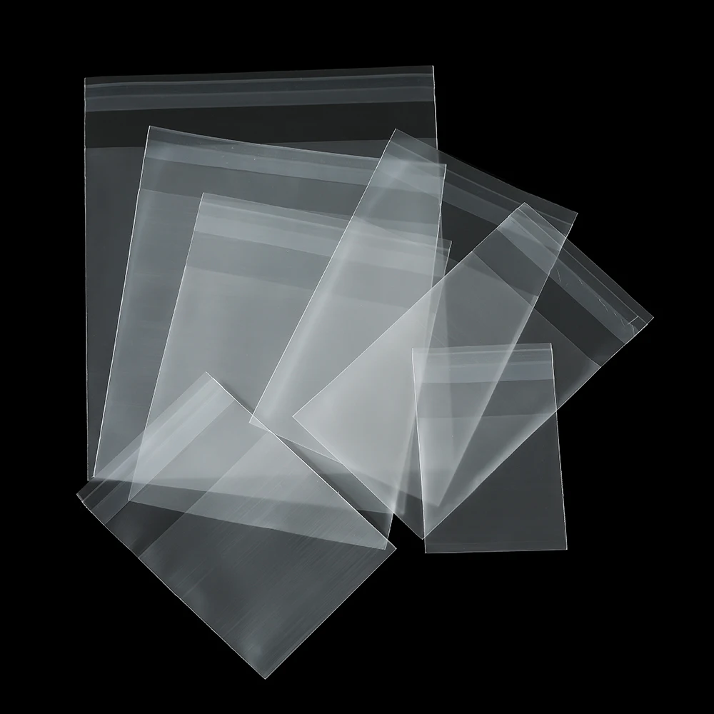 100pcs/lot OPP Self Adhesive Plastic Bag Transparent Cellophane Bags for Candy Cookies Decorative Jewelry Display Storage Bag
