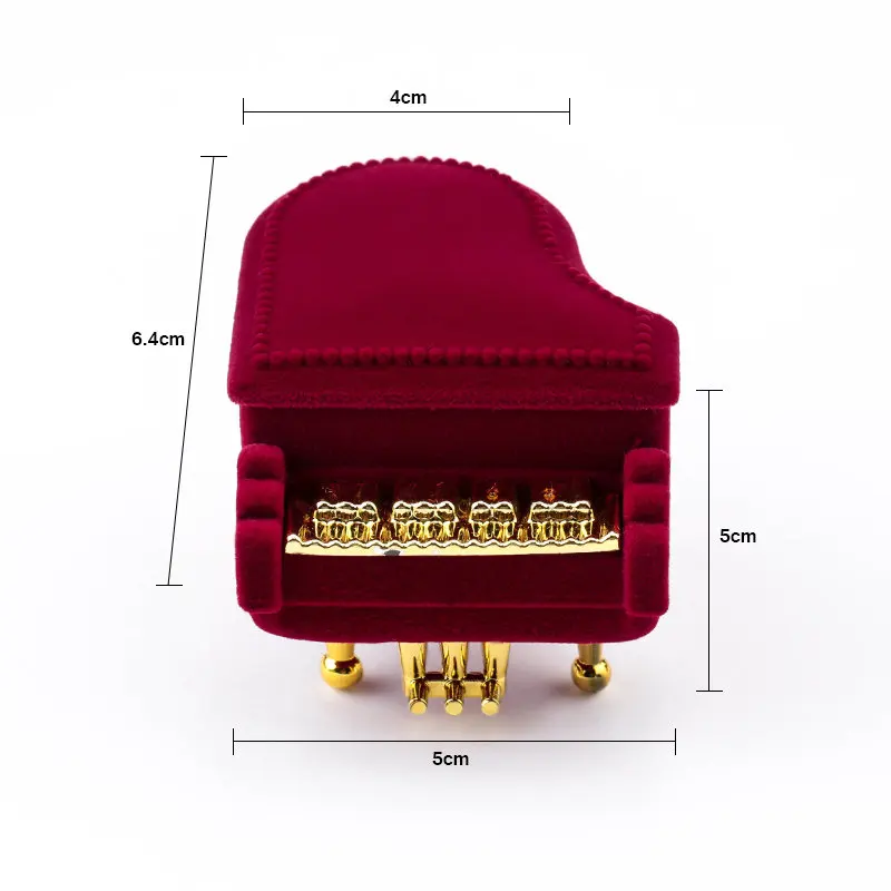 1 Piece Velvet Piano Jewelry Box Unique Wedding Ring Box Gift Box Holder Jewellry Wrap for Earrings Necklace Bracelet Display