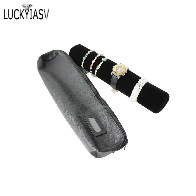 Leather/Velvet Portable Jewelry Storage Bag Jewelry Travel Roll Bag Watch Bracelet Organizer Display Box