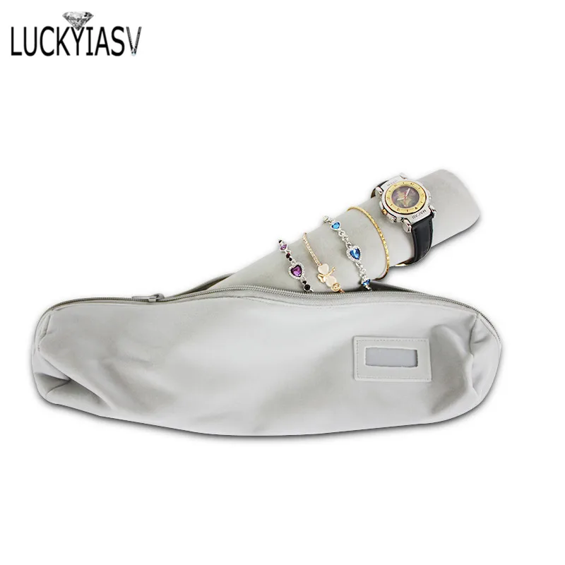 Leather/Velvet Portable Jewelry Storage Bag Jewelry Travel Roll Bag Watch Bracelet Organizer Display Box