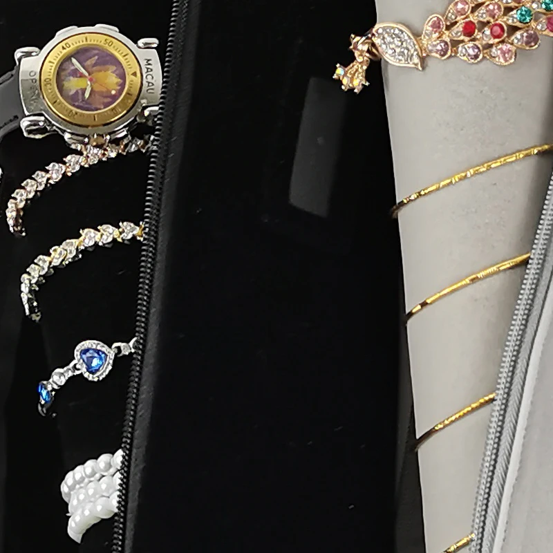Leather/Velvet Portable Jewelry Storage Bag Jewelry Travel Roll Bag Watch Bracelet Organizer Display Box