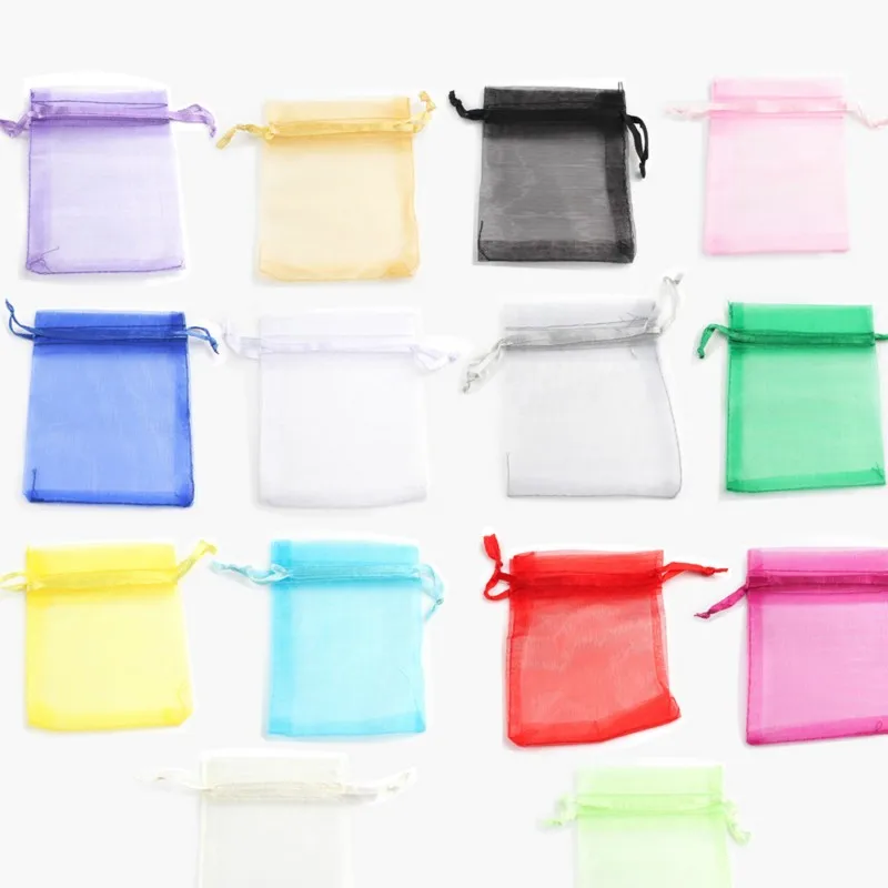 50pcs Mix Colors Jewelry Packaging Bag 7*9/9*12/10*15/13*18cm Organza Bags Gift Storage Wedding Drawstring Pouches Wholesales