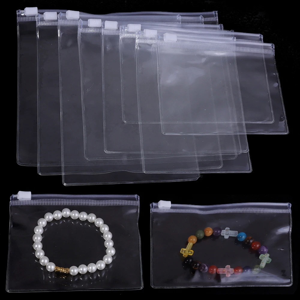 10pcs PVC Transparent Zipper Bag Plastic Jewelry Storage Pouches For Home Jewelry Earrings Bracelet Necklace Gifts Packaging Bag