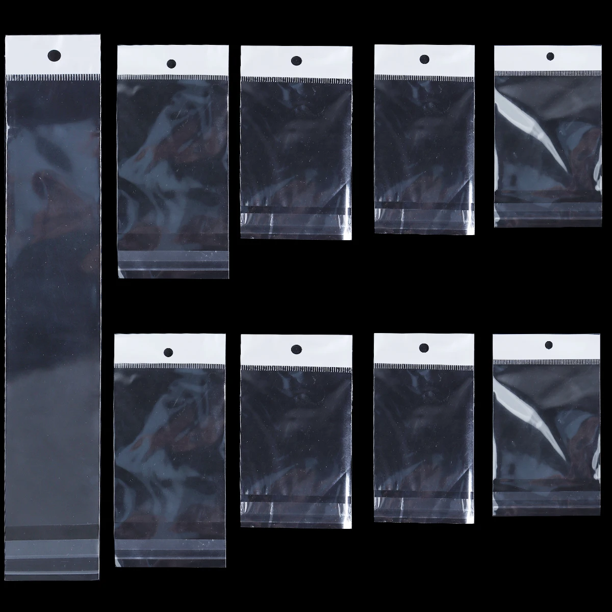 50-100pcs/lot Transparent Self Adhesive Packaging Bag Plastic Hanging Opp Pouches Seal Gift Bags for Jewelry Display Supplies