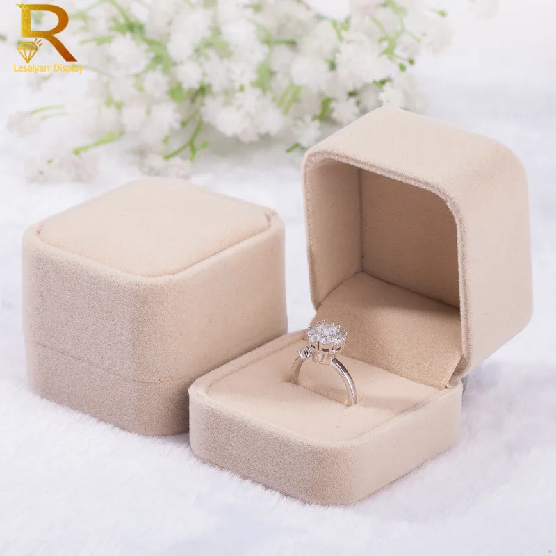 Wholesale High Quality Velvet Jewelry Display Box Earrings Ring Boxes Foldable Case For Wedding Ring Packaging Gift Box