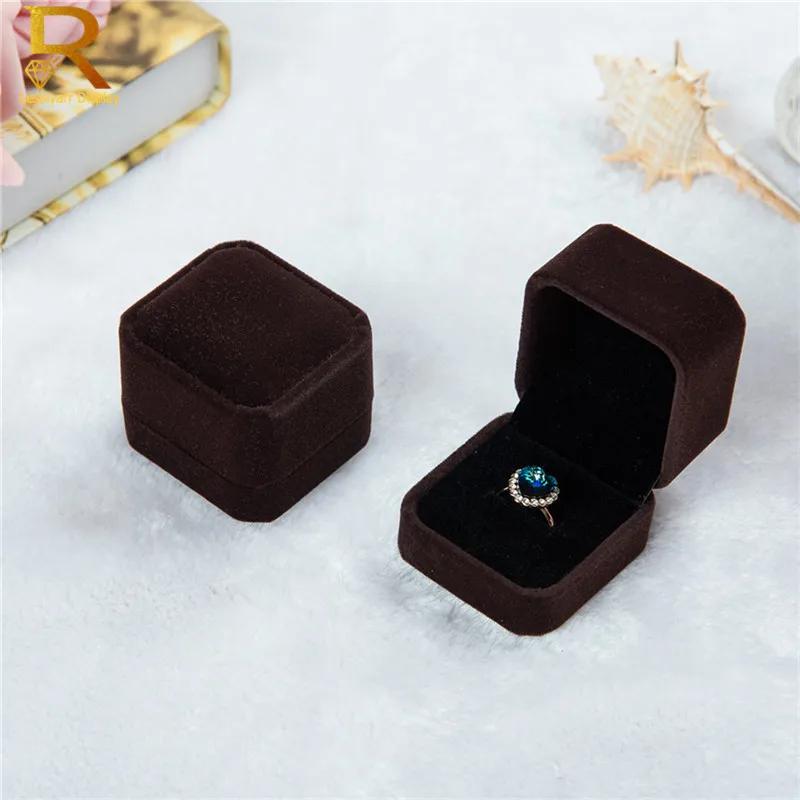 Wholesale High Quality Velvet Jewelry Display Box Earrings Ring Boxes Foldable Case For Wedding Ring Packaging Gift Box