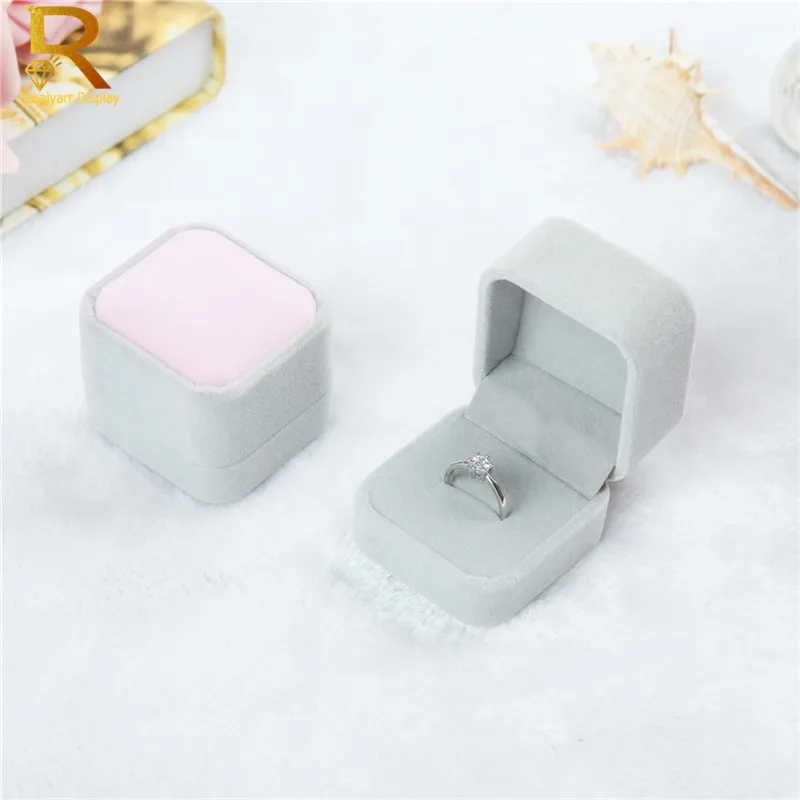 Wholesale High Quality Velvet Jewelry Display Box Earrings Ring Boxes Foldable Case For Wedding Ring Packaging Gift Box