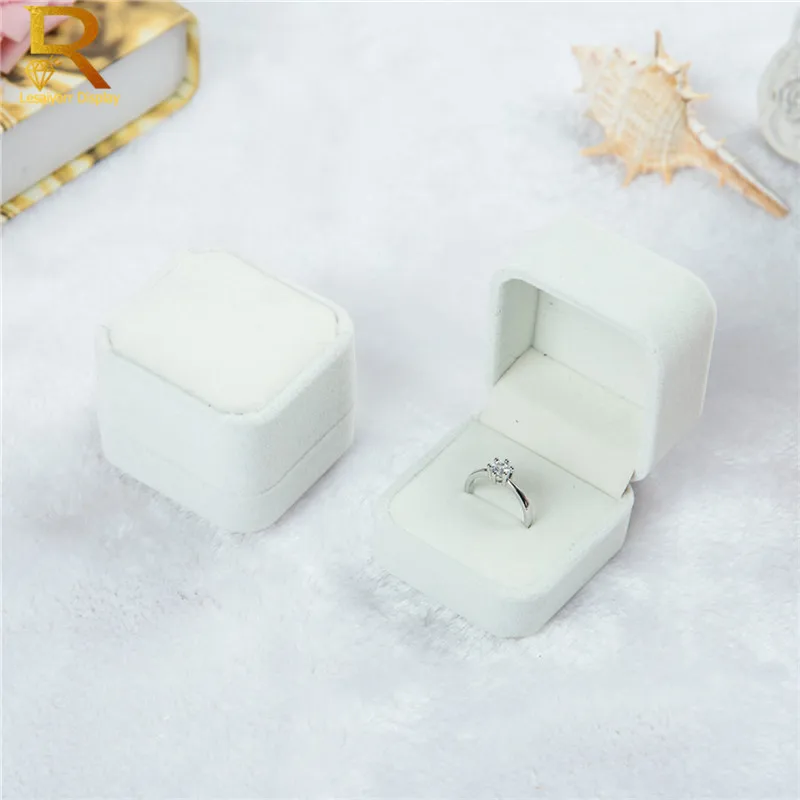 Wholesale High Quality Velvet Jewelry Display Box Earrings Ring Boxes Foldable Case For Wedding Ring Packaging Gift Box