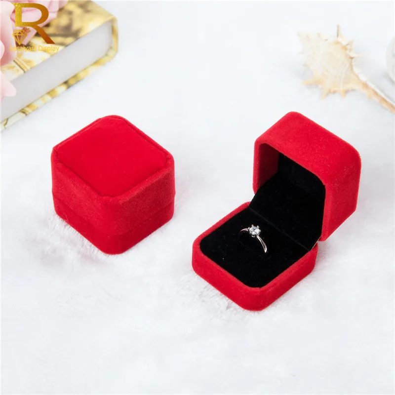 Wholesale High Quality Velvet Jewelry Display Box Earrings Ring Boxes Foldable Case For Wedding Ring Packaging Gift Box