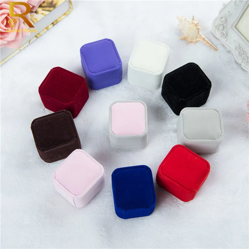 Wholesale High Quality Velvet Jewelry Display Box Earrings Ring Boxes Foldable Case For Wedding Ring Packaging Gift Box