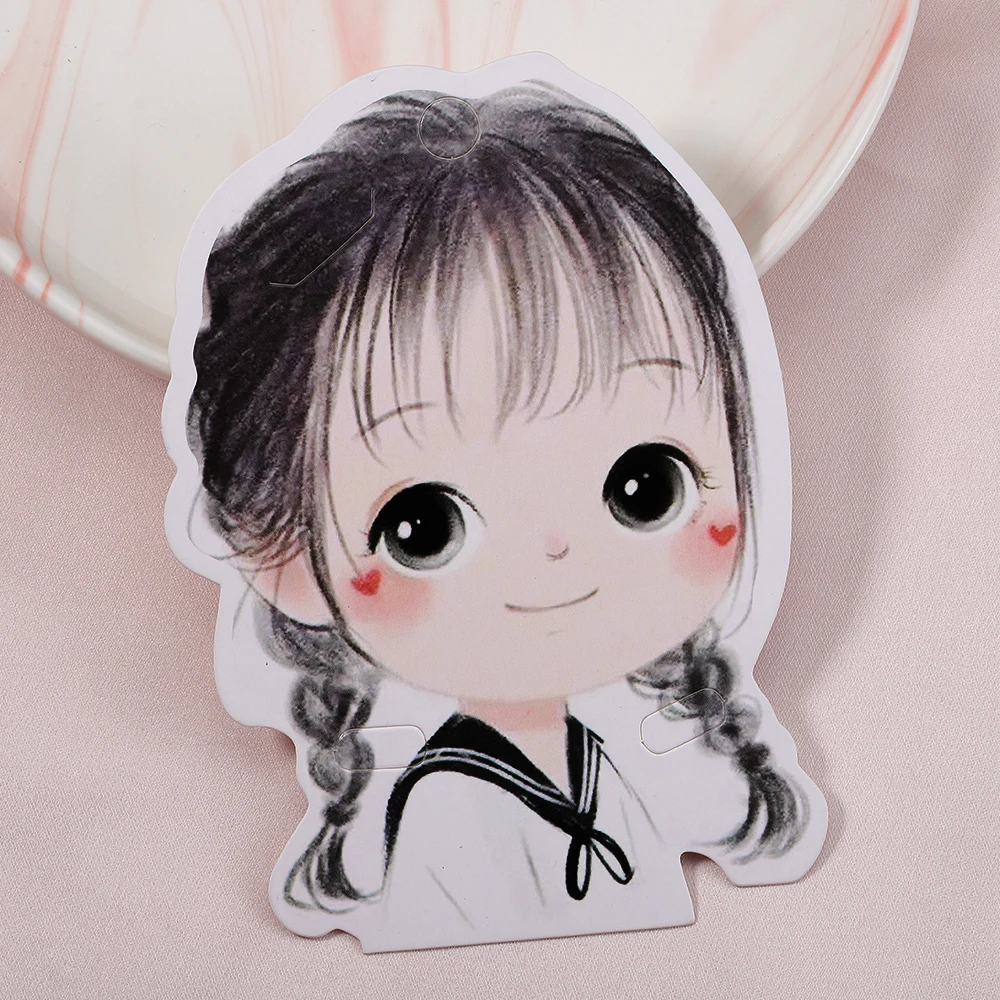 50pcs Cute Girls Barrettes Display Cards Hair Clips Packing Paper Card for DIY Hair Accessories Retail Price Tags Holder Labels