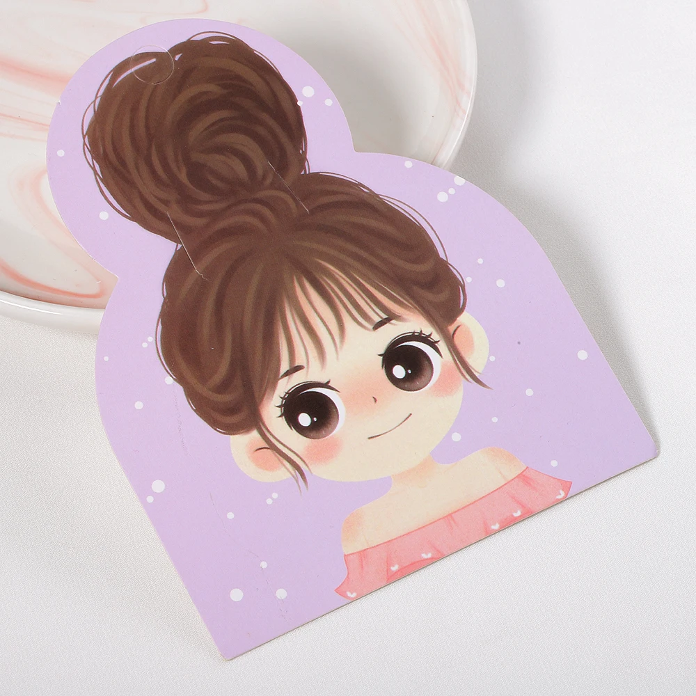 50pcs Cute Girls Barrettes Display Cards Hair Clips Packing Paper Card for DIY Hair Accessories Retail Price Tags Holder Labels