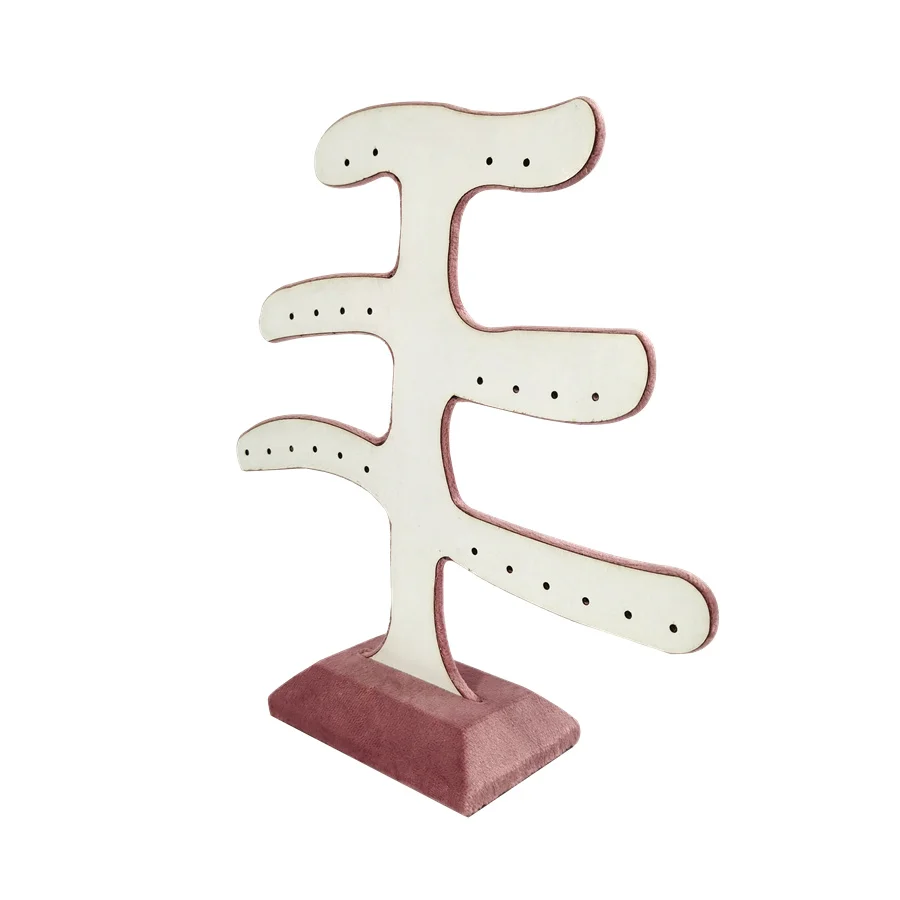 Pink Velvet Jewelry Display Stand Counter Window Necklace Earring Organizer Props Set Business Exhibition Showacase Rack