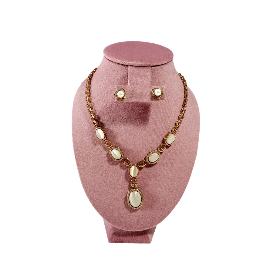 Pink Velvet Jewelry Display Stand Counter Window Necklace Earring Organizer Props Set Business Exhibition Showacase Rack