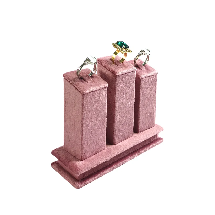 Pink Velvet Jewelry Display Stand Counter Window Necklace Earring Organizer Props Set Business Exhibition Showacase Rack