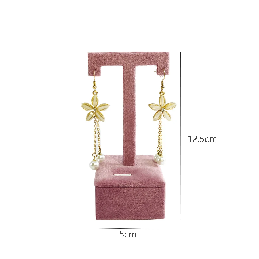 Pink Velvet Jewelry Display Stand Counter Window Necklace Earring Organizer Props Set Business Exhibition Showacase Rack