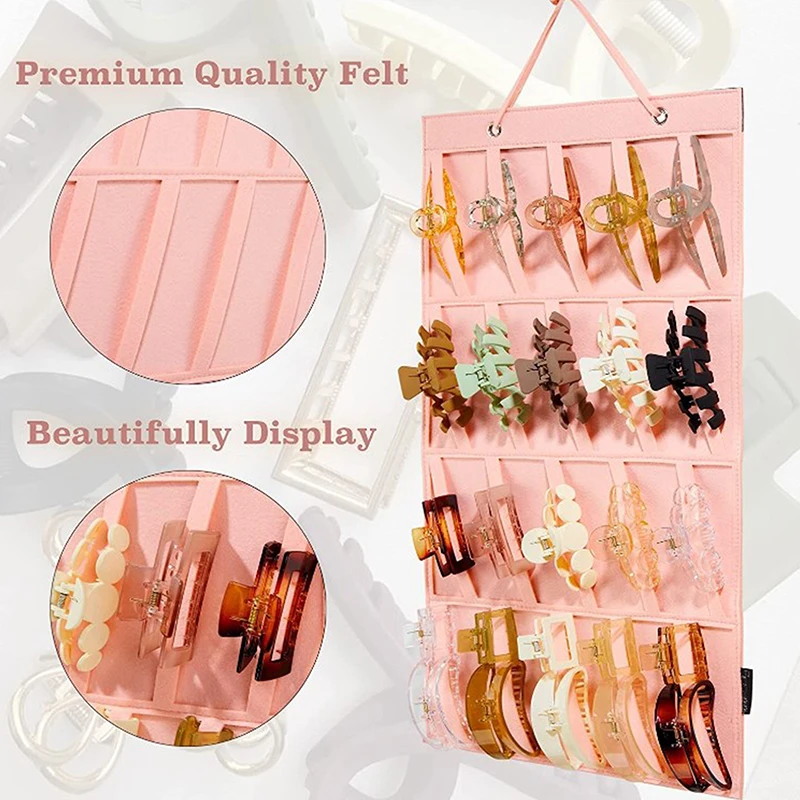 Hair Claw Clips Organizer Hanging Wall Hair Claws Holder Organizers For Women Girls Hairpins Display Accessories Storage Bag