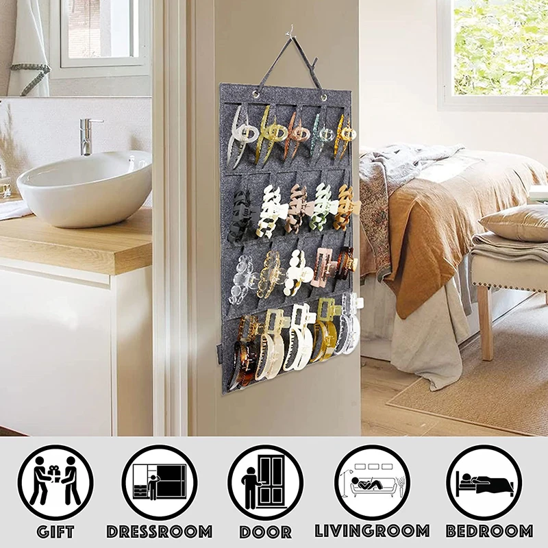 Hair Claw Clips Organizer Hanging Wall Hair Claws Holder Organizers For Women Girls Hairpins Display Accessories Storage Bag