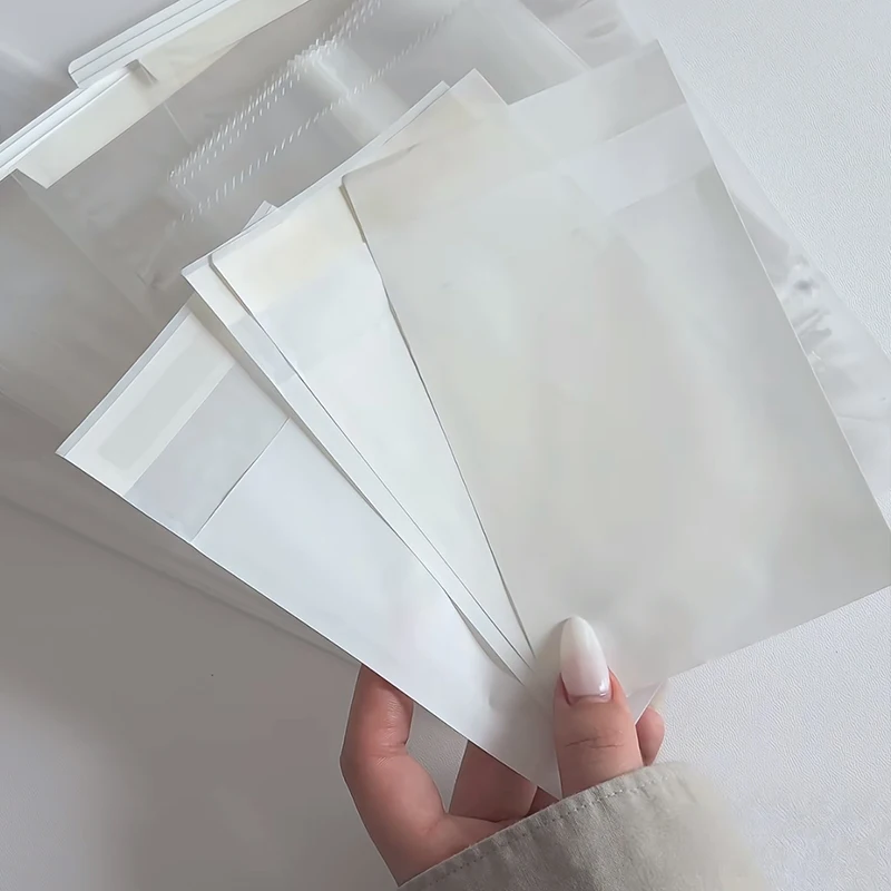 50pcs Self Adhesive Paper Bags Photocard Packaging Sleeves Semi-transparent Jewelry Storage Pouches for Rings Earrings Bracelets