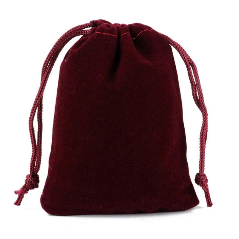 100pcs/Lot Drawstring Velvet Bags Jewellery Pouches 5x7 7x9 8x10 10x12cm Wedding Party Gift Packaging Bag Custom Logo Print