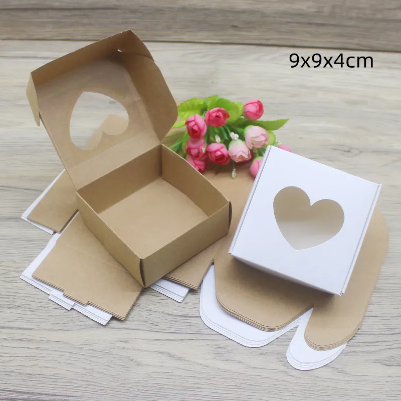 10pcs DIY Handamde Paper Jewelly Necklace Earring Packaging Box with Window Cowhide White Design Jewelry Ring Packaging Paper Bo