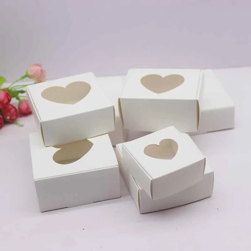 10pcs DIY Handamde Paper Jewelly Necklace Earring Packaging Box with Window Cowhide White Design Jewelry Ring Packaging Paper Bo