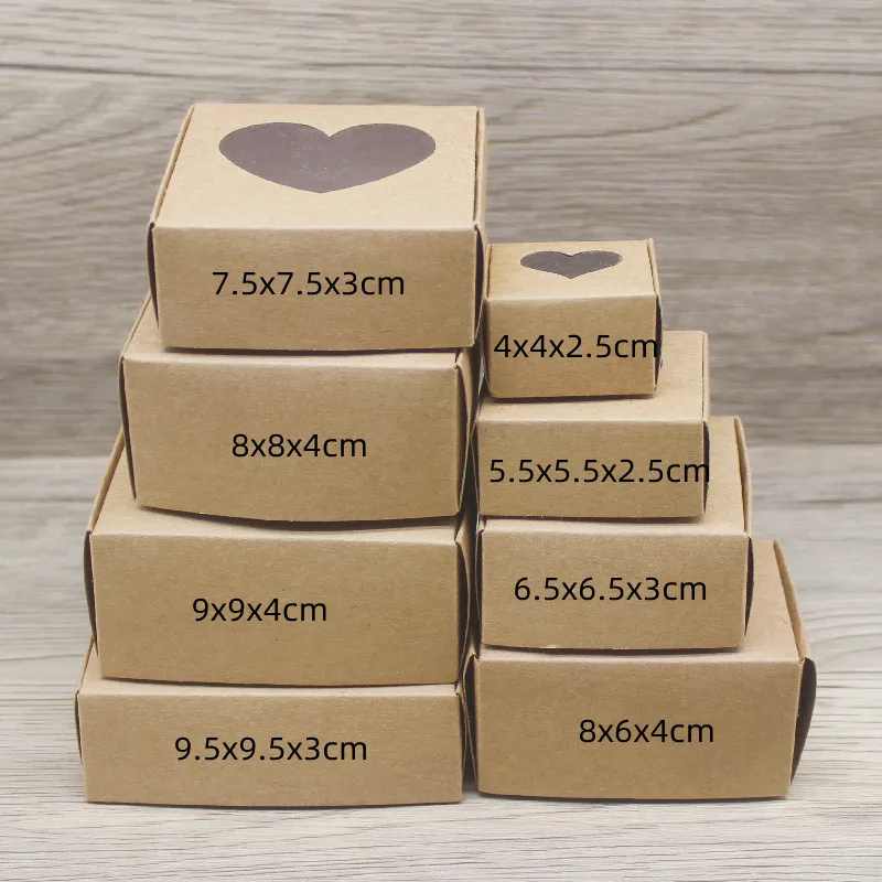 10pcs DIY Handamde Paper Jewelly Necklace Earring Packaging Box with Window Cowhide White Design Jewelry Ring Packaging Paper Bo