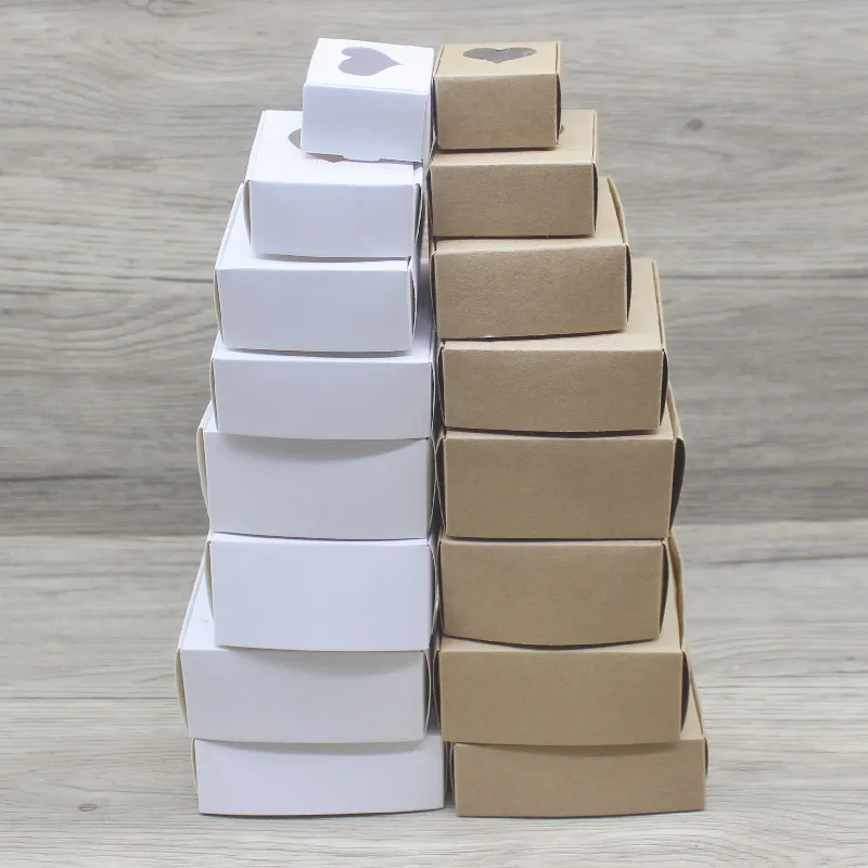 10pcs DIY Handamde Paper Jewelly Necklace Earring Packaging Box with Window Cowhide White Design Jewelry Ring Packaging Paper Bo