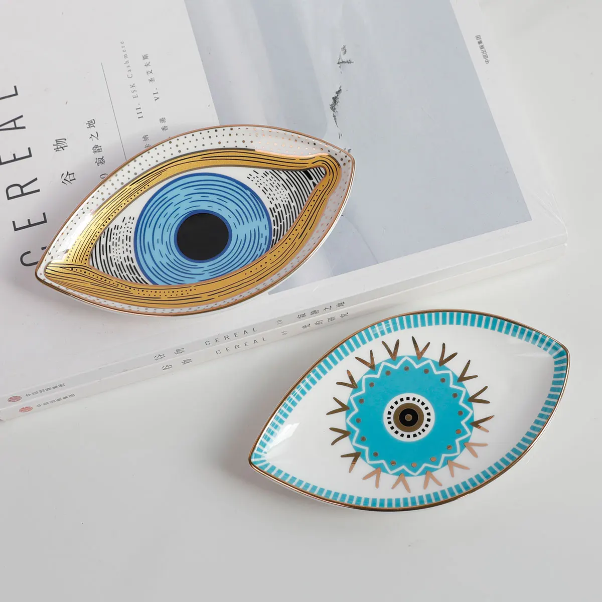 Trinket Dish Ring Dish Ceramic Evil Eye Trinket Plate Cute Decor Jewelry Tray Gift Dish