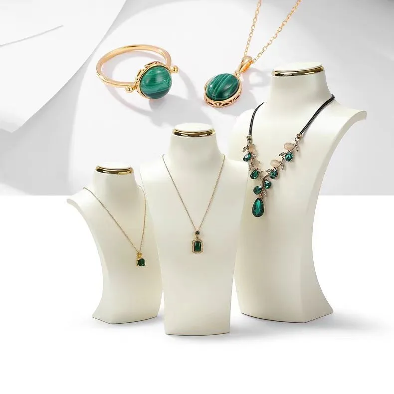 Luxury Exhibitor PU Leather Necklace Jewelry Display Stand Neck Bust Model for Jewelry Store Showcase Props Window Counter Rack