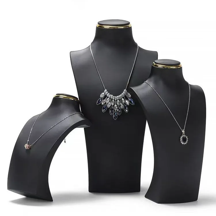 Luxury Exhibitor PU Leather Necklace Jewelry Display Stand Neck Bust Model for Jewelry Store Showcase Props Window Counter Rack