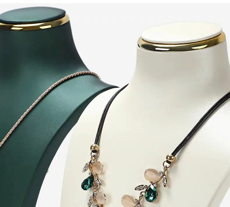 Luxury Exhibitor PU Leather Necklace Jewelry Display Stand Neck Bust Model for Jewelry Store Showcase Props Window Counter Rack