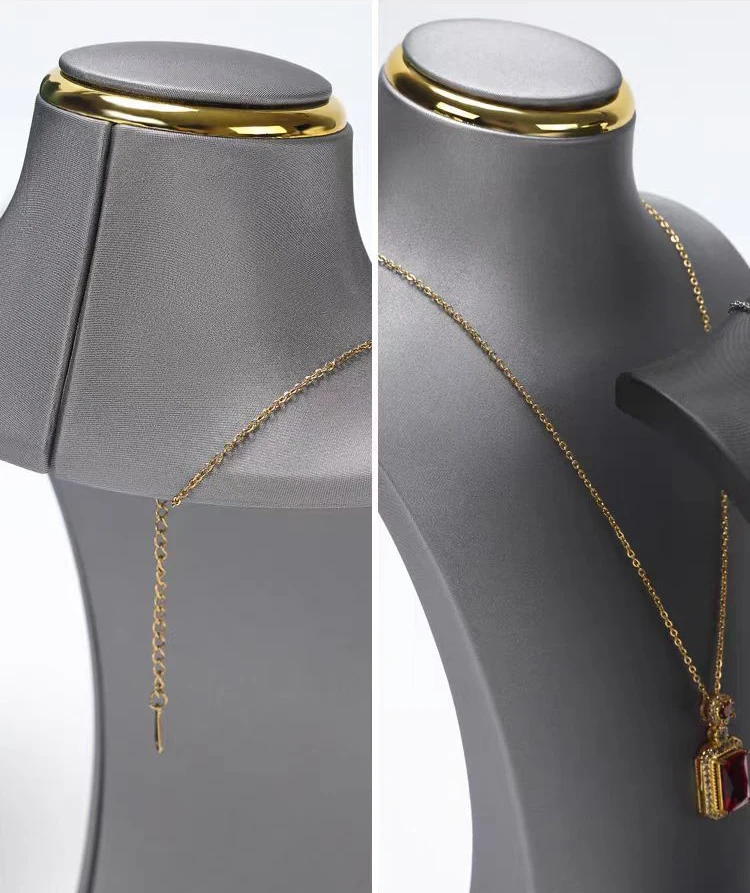 Luxury Exhibitor PU Leather Necklace Jewelry Display Stand Neck Bust Model for Jewelry Store Showcase Props Window Counter Rack