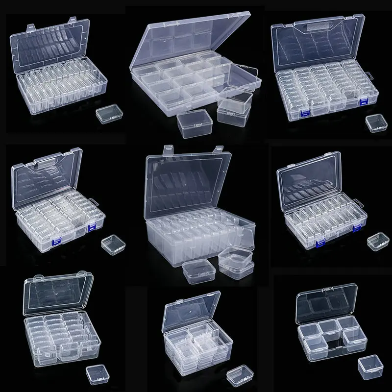 Plastic Organizer Box Small Bead Organizer Cases Mini Clear Bead Storage Container Box with Hinged Lid for DIY Jewelry Supply