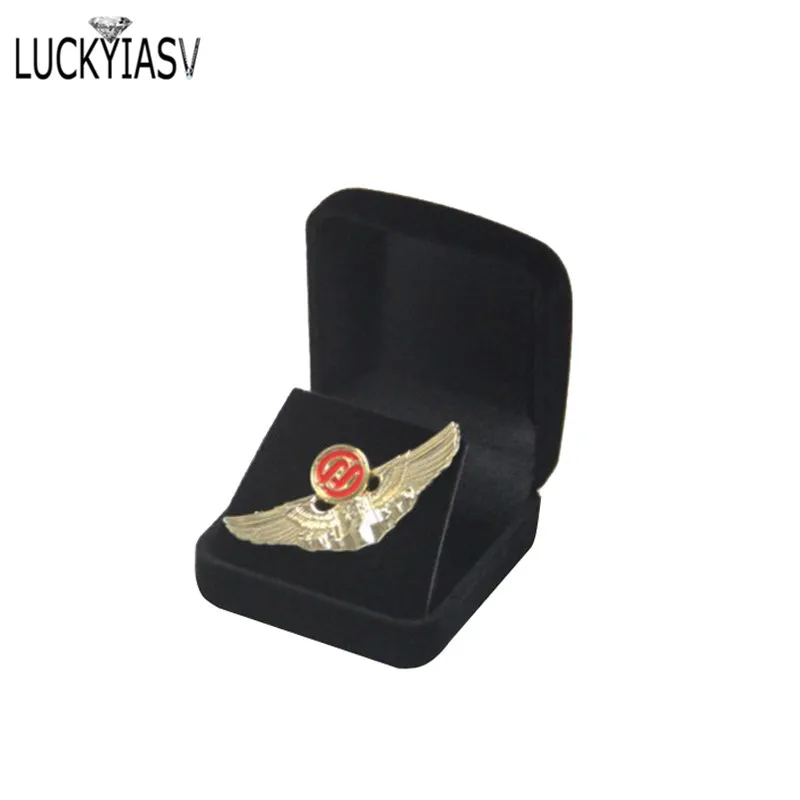 Wholesale Medals Commemorative Coins Pins Merit Badge Display Jewellery Gift Storage Boxes Black Velvet Carrying Case Organizer